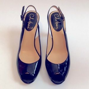 Cole Haan Black Patent Leather Slingback Pumps